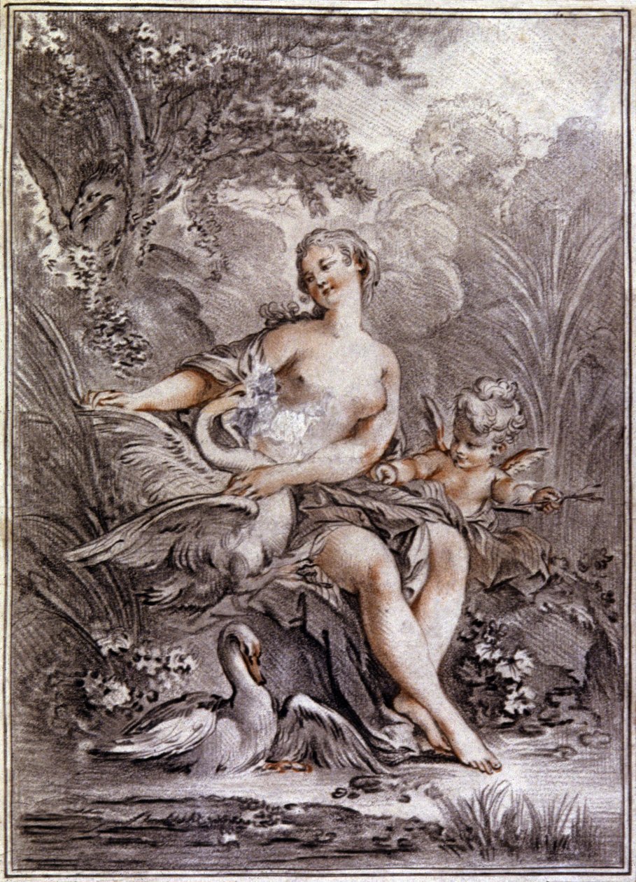 Leda i łabędź autorstwa Francois (after) Boucher