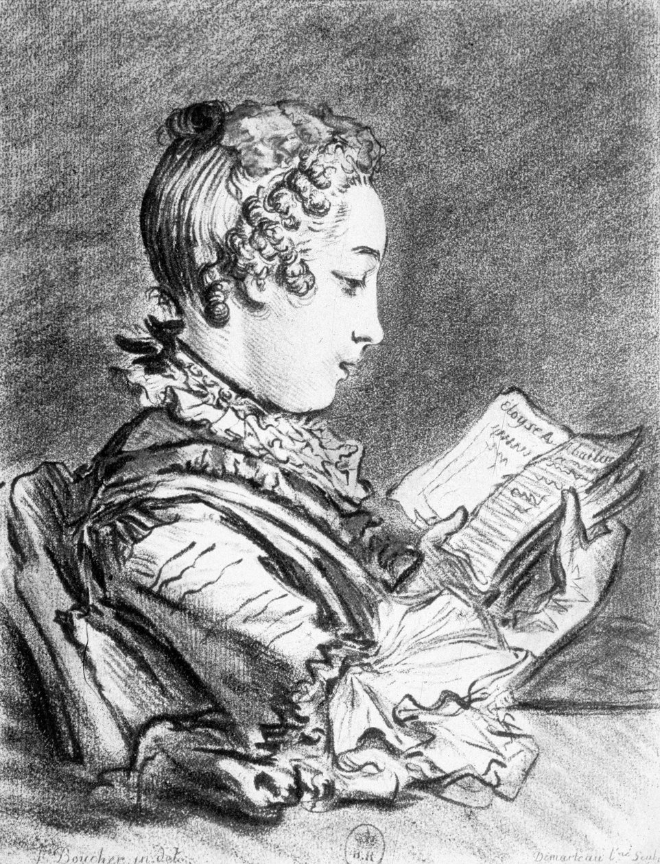 Marie-Jeanne Buzeau (1716-1796) (rycina) autorstwa Francois (after) Boucher