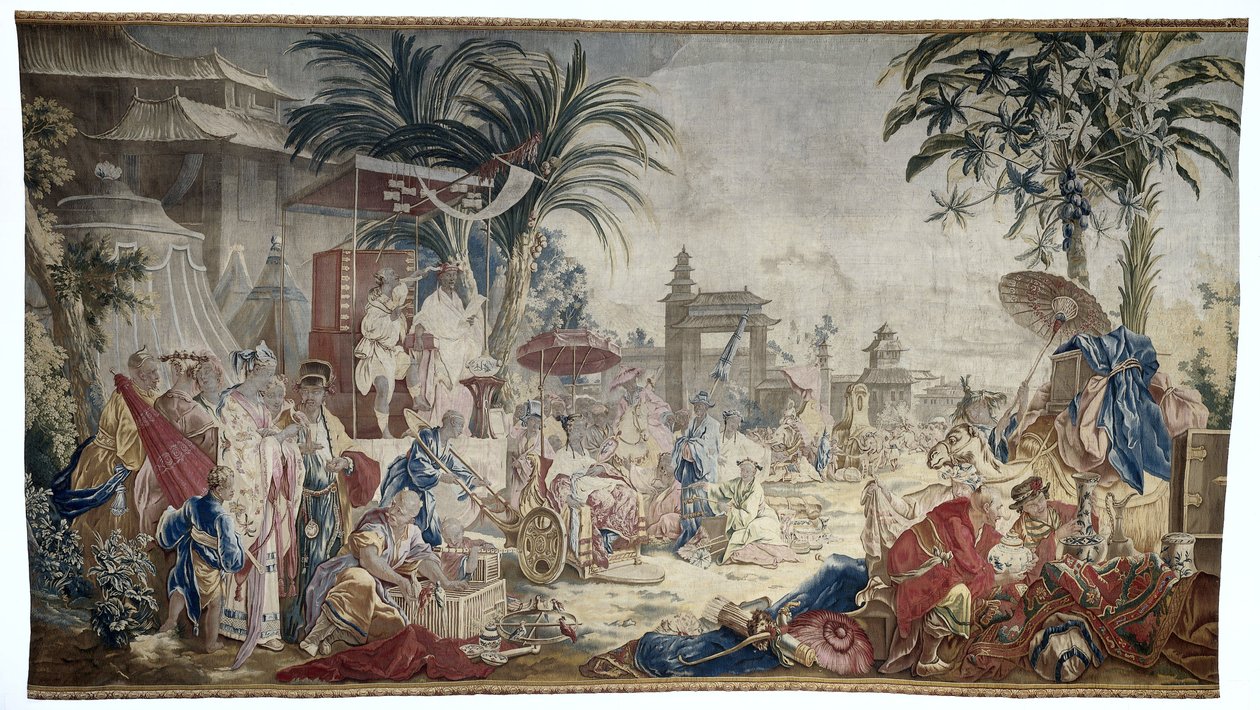Rynek chiński, Królewska Manufaktura Beauvais autorstwa Francois (after) Boucher