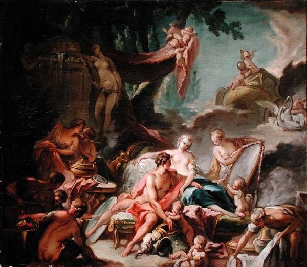 Miłość bogów: Mars i Wenus (olej na płótnie) autorstwa Francois (after) Boucher