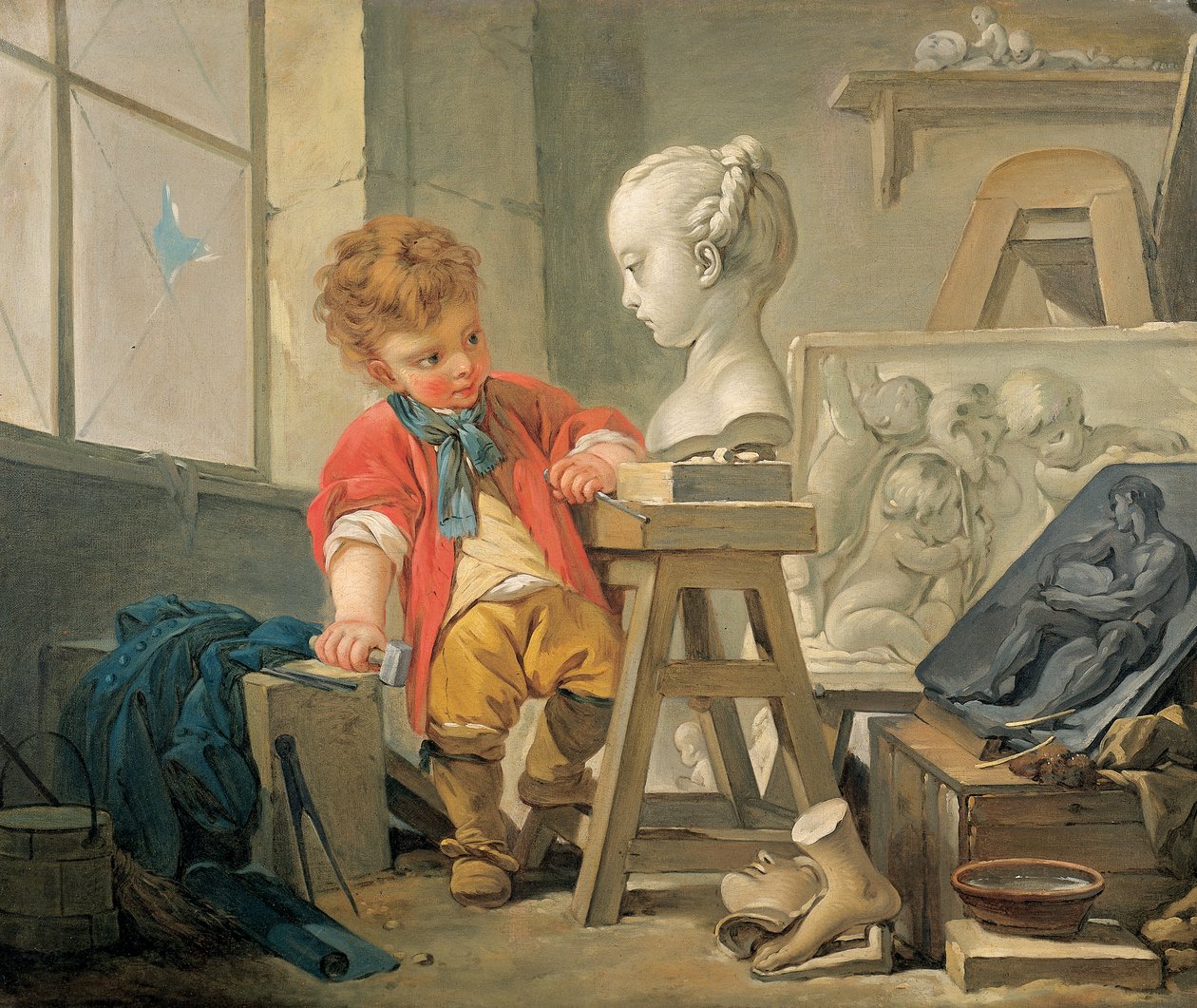 Alegoria rzeźby (olej na płótnie) autorstwa Francois (and studio) Boucher
