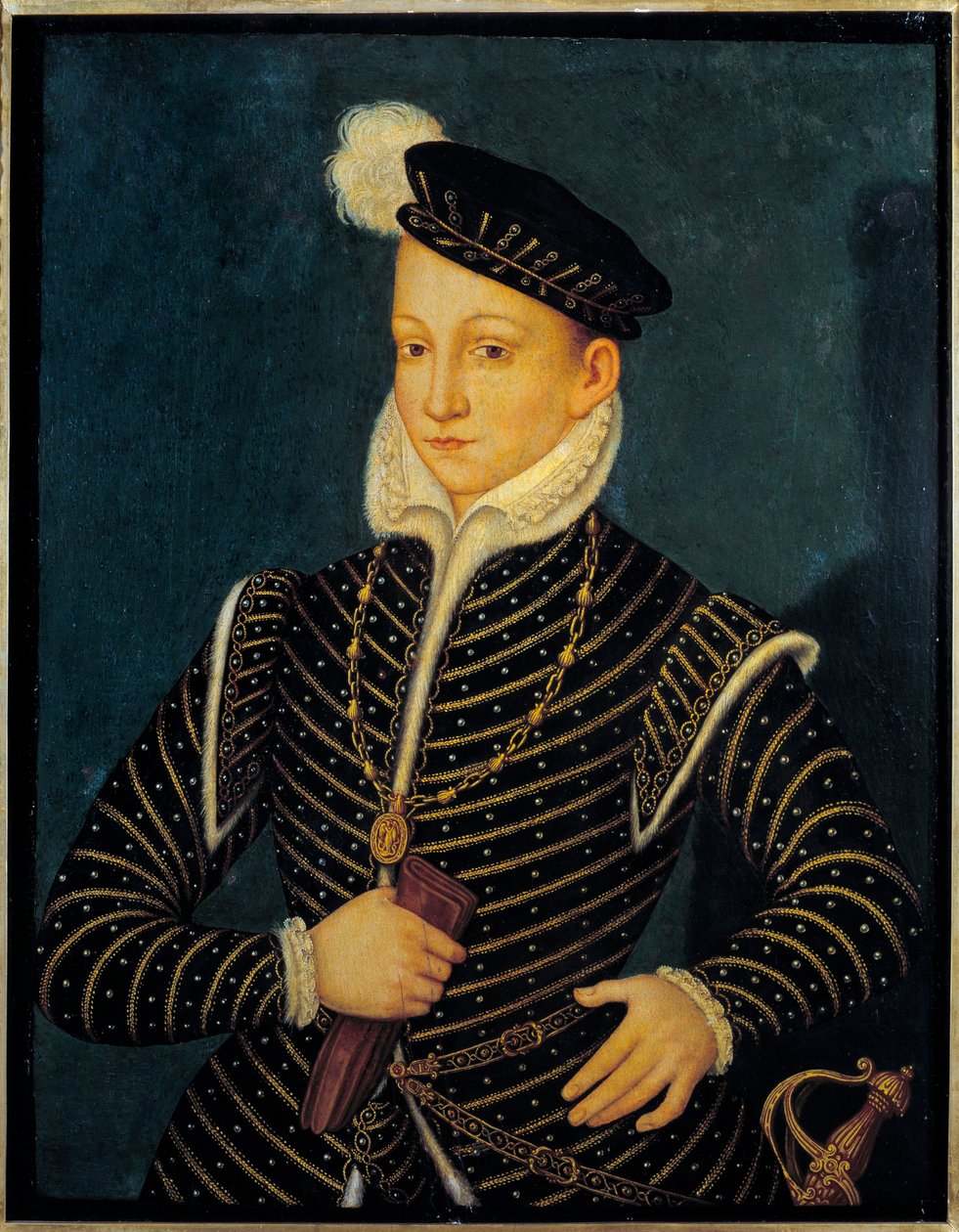Portret Karola IX (1550 - 1574) króla Francji. Obraz przypisywany Francois Clouet (1515-1572) autorstwa Francois (attr. to) Clouet