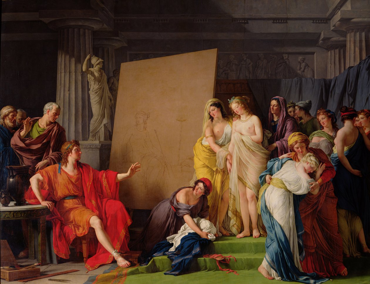 Zeuxis wybiera modelki od pięknych kobiet z Kroton autorstwa François André Vincent