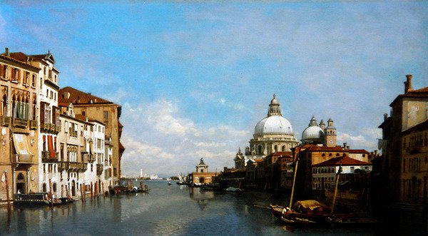 Widok na Canal Grande z mostu Academica (olej na panelu) autorstwa Francois Antoine Bossuet