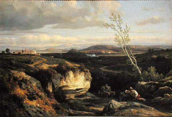 Włoski krajobraz autorstwa Francois Antoine Leon Fleury