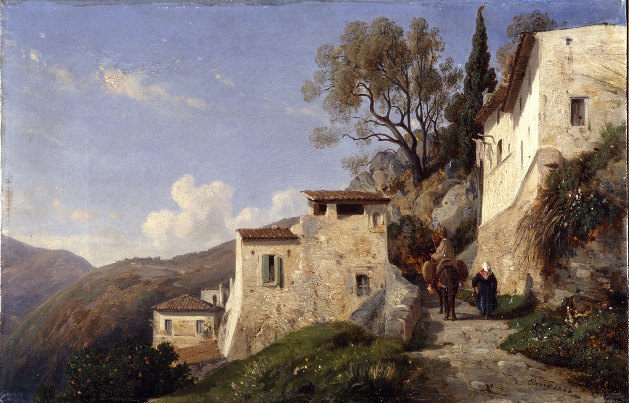Na drodze do Genui, niedaleko Nicei autorstwa Francois Antoine Leon Fleury