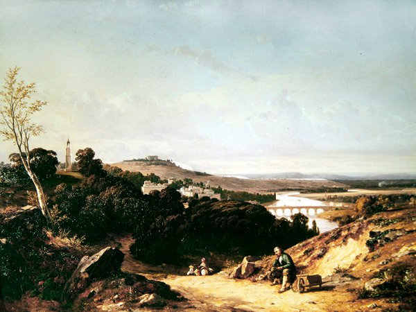 Saint-Cloud i latarnia Demosten, 1837 autorstwa Francois Antoine Leon Fleury