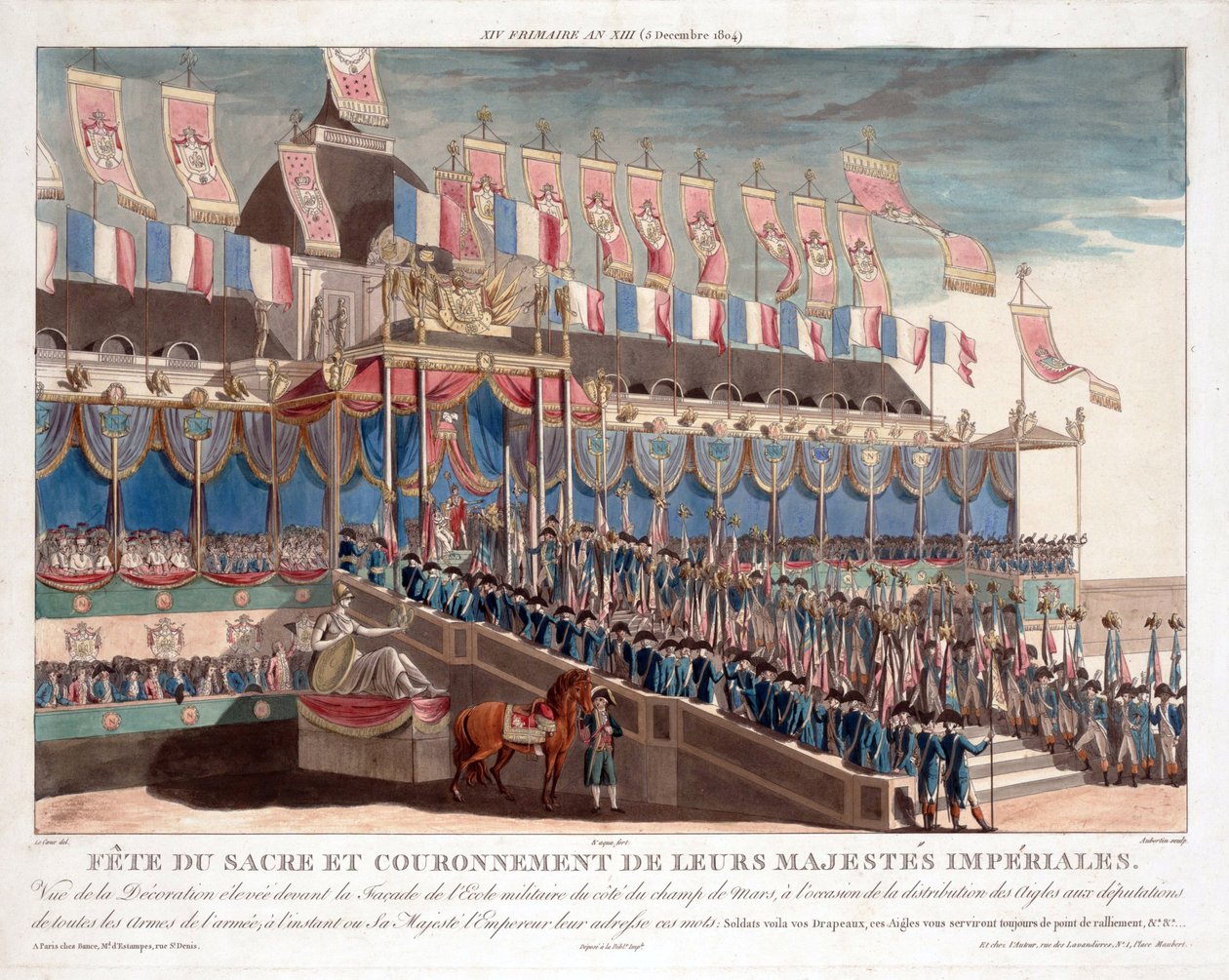 Uroczystości koronacyjne Napoleona - Aubertin, Francois (1783-1821) - 1806 - Aquatint - 56,5x72,5 - Kolekcja prywatna autorstwa Francois Aubertin