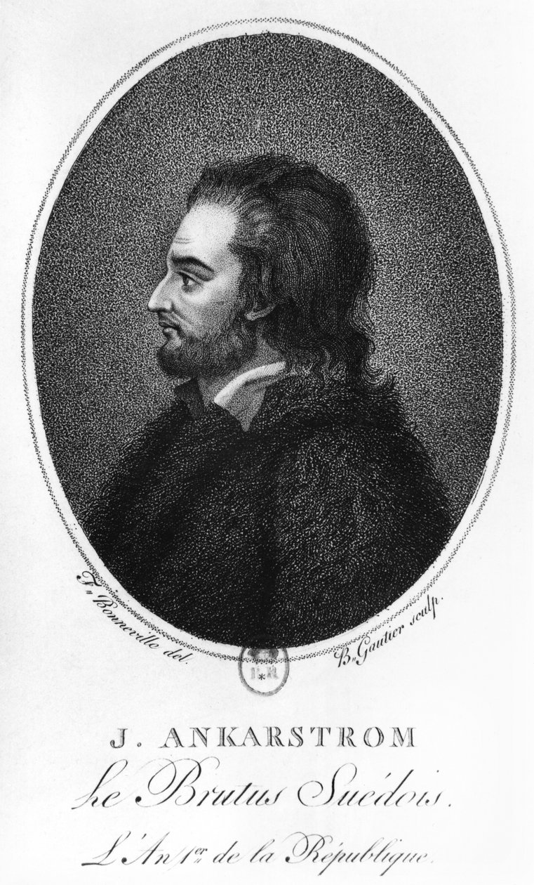 Portret Johana Ankarstroma, wyryty przez B. Gautier, 1792 autorstwa Francois Bonneville