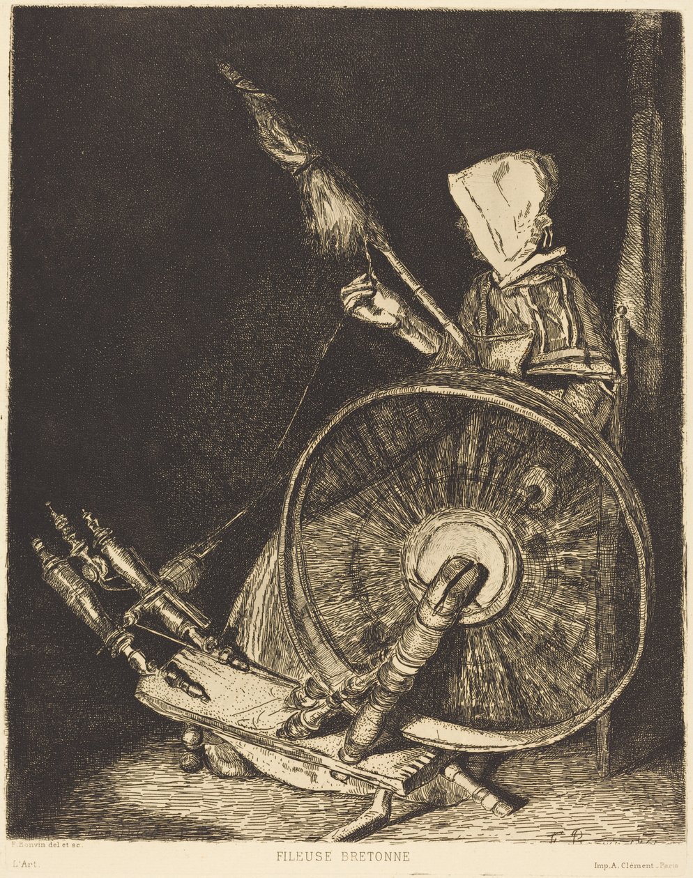 Bretonska prządka (Breton Spinner) autorstwa François Bonvin