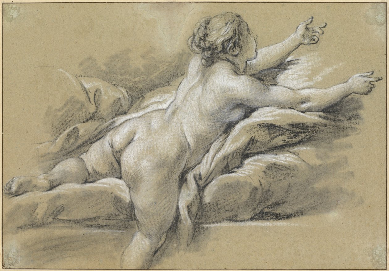Naga kobieta wyciągająca rękę w prawo autorstwa François Boucher