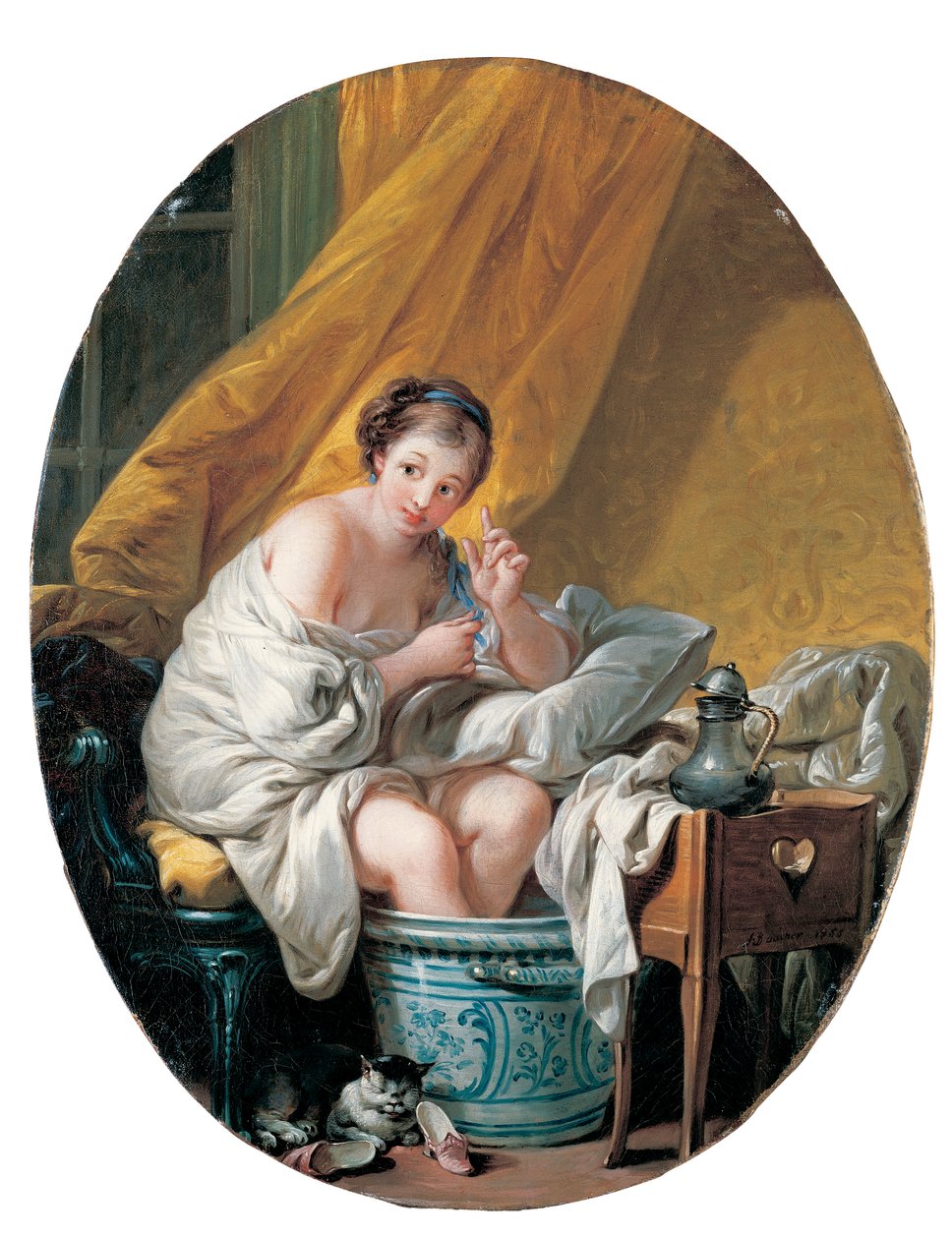 Młoda kobieta podczas kąpieli stóp autorstwa François Boucher