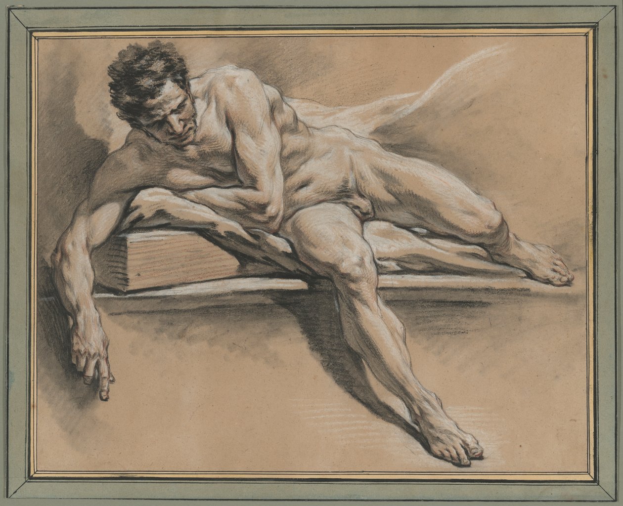 Akademickie studium leżącej nagości męskiej autorstwa François Boucher