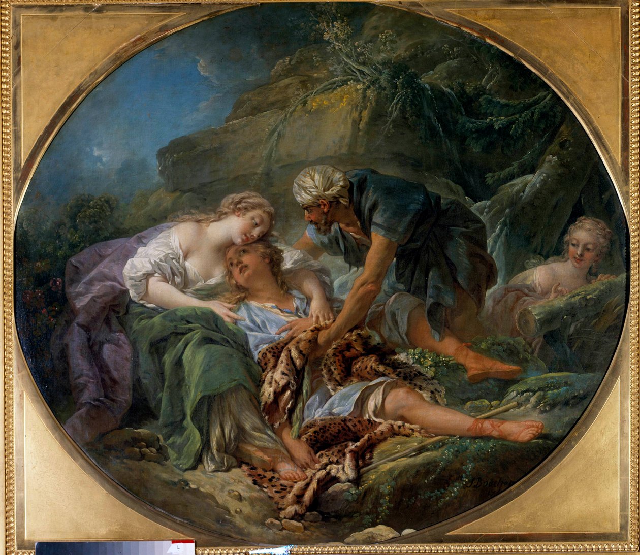Amintas (lub Amyntas) powraca do życia w ramionach Sylvie Wnuk boga Pana powraca do niego w ramionach Sylvie, w której jest zakochany.” Obraz Francois Bouchera (1703-1770). 1756. wym. 1,20 x 1,36 m Wycieczki, Musee des Beaux Arts autorstwa François Boucher