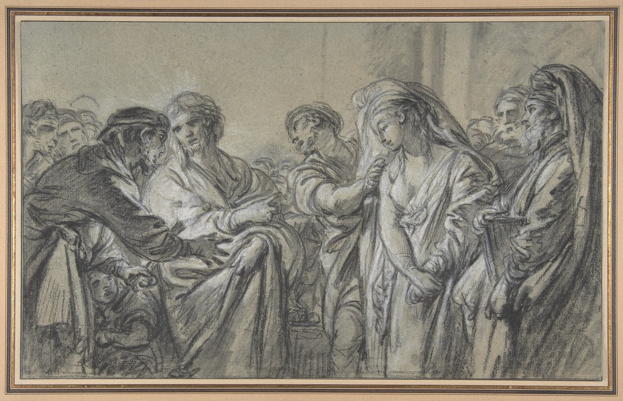 Chrystus i kobieta przyłapana na cudzołóstwie autorstwa François Boucher