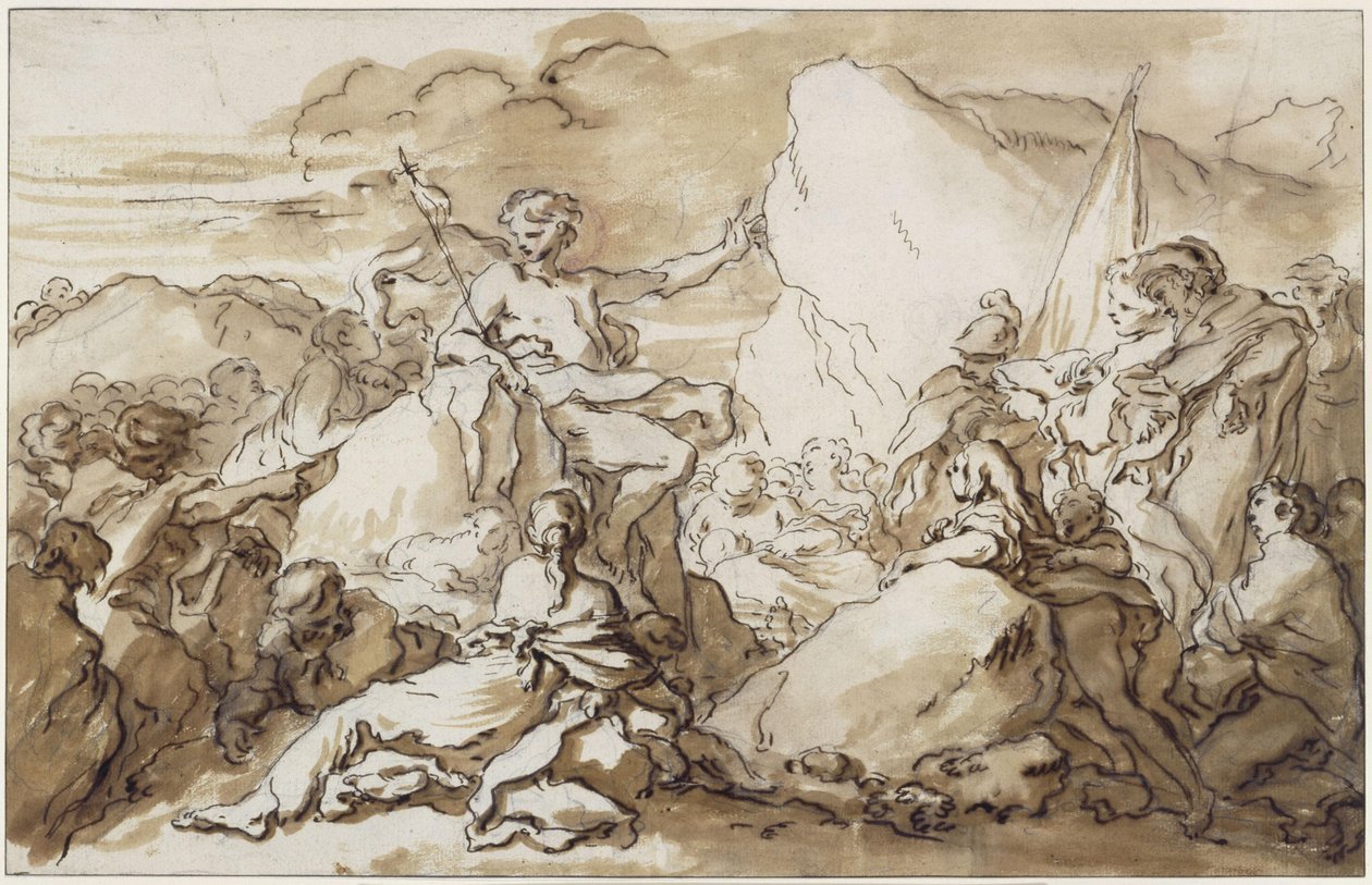 Kazanie Jana Chrzciciela na pustyni autorstwa François Boucher