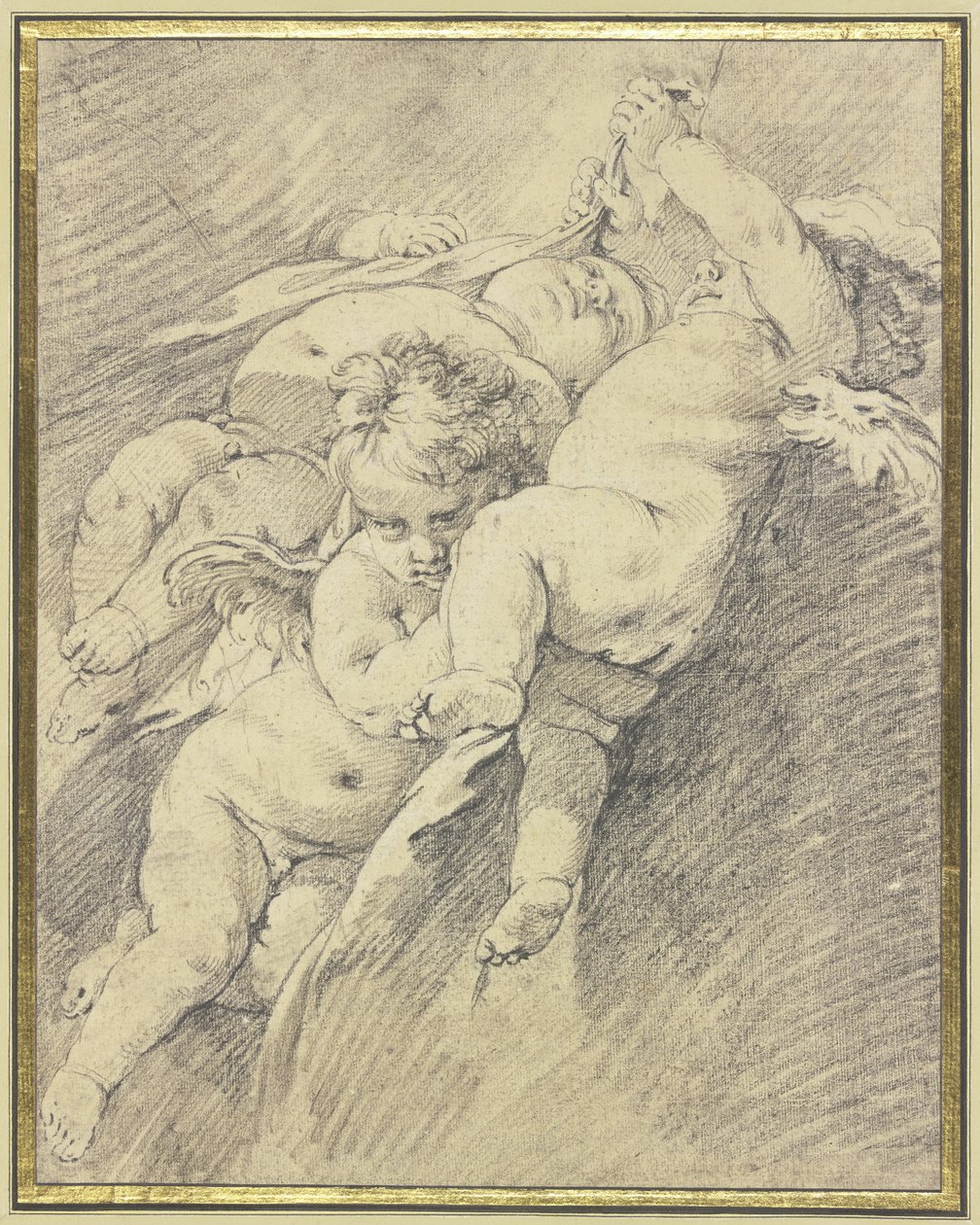 Trzy anioły unoszące się w powietrzu autorstwa François Boucher