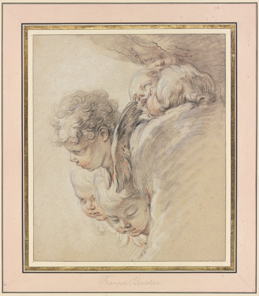 Głowy aniołów w chmurach (Narodzenie Chrystusa) autorstwa François Boucher