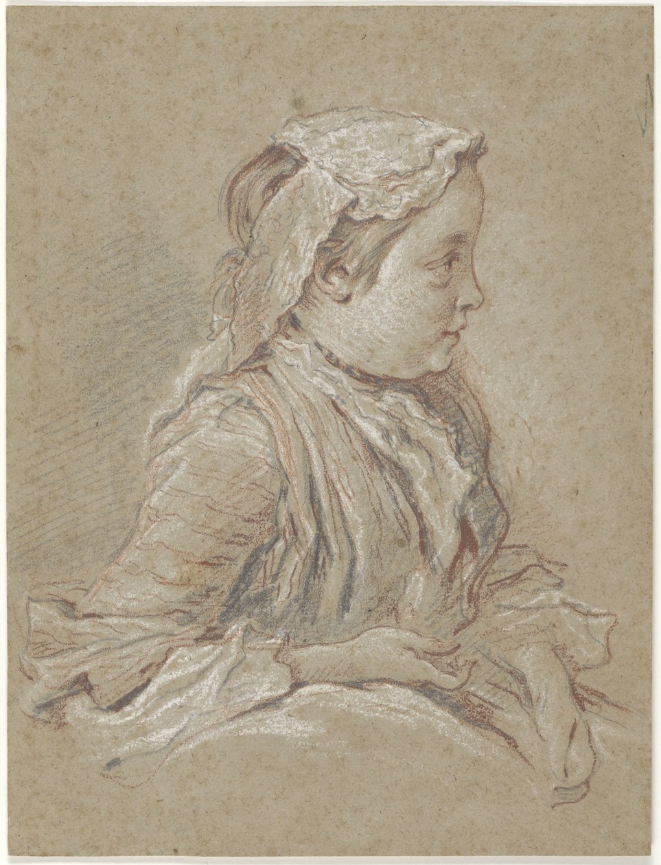 Młoda kobieta w koronkowej czapce autorstwa François Boucher