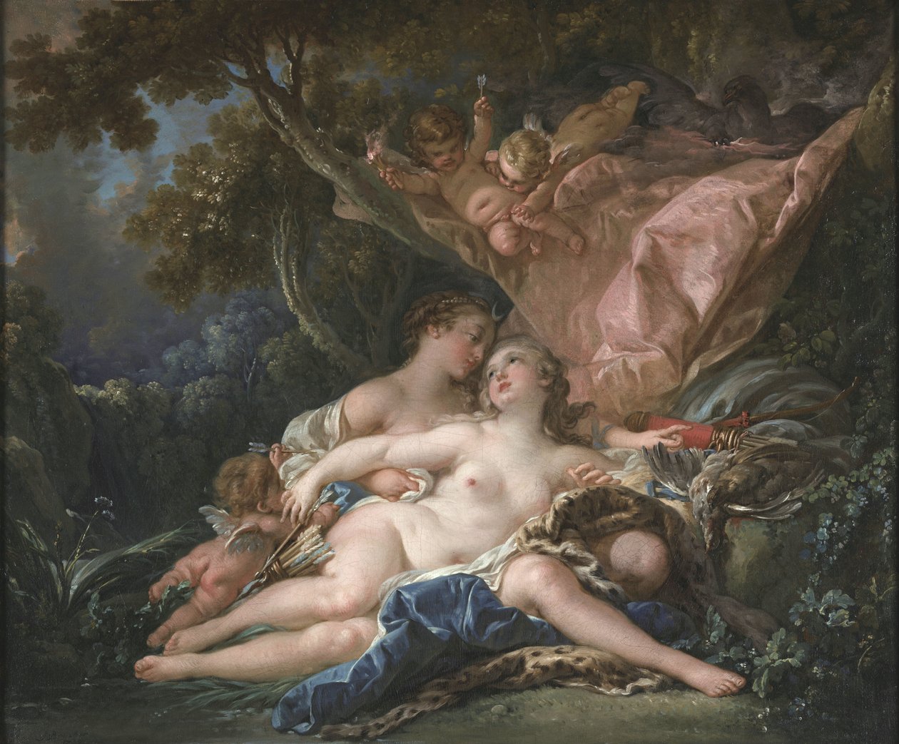 Jowisz w przebraniu Diany i nimfa Kallisto autorstwa François Boucher