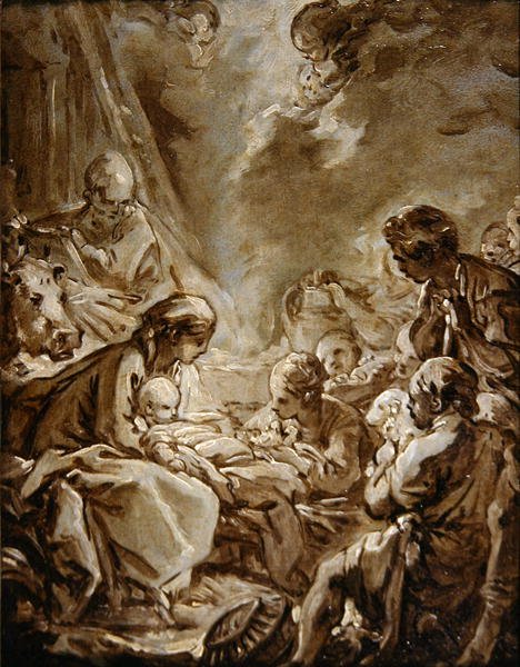 La Lumiere du Monde (olej na papierze na desce) autorstwa François Boucher