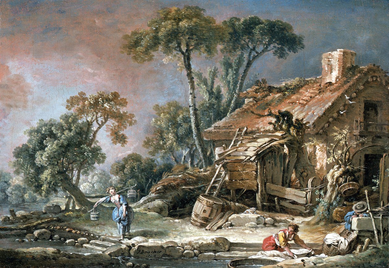 Krajobraz z gospodarstwem rolnym autorstwa François Boucher