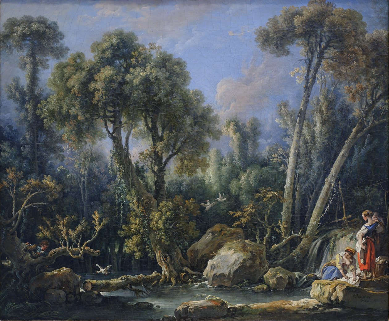 Pralniczki w krajobrazie autorstwa François Boucher