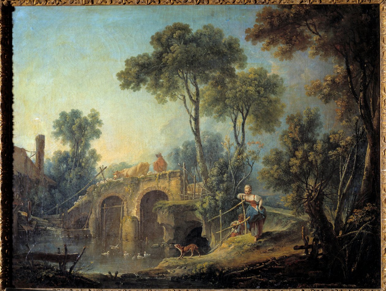 Obraz mostu Francois Bouchera (1703-1770) 1751 Nd. 0,66x0,84m autorstwa François Boucher