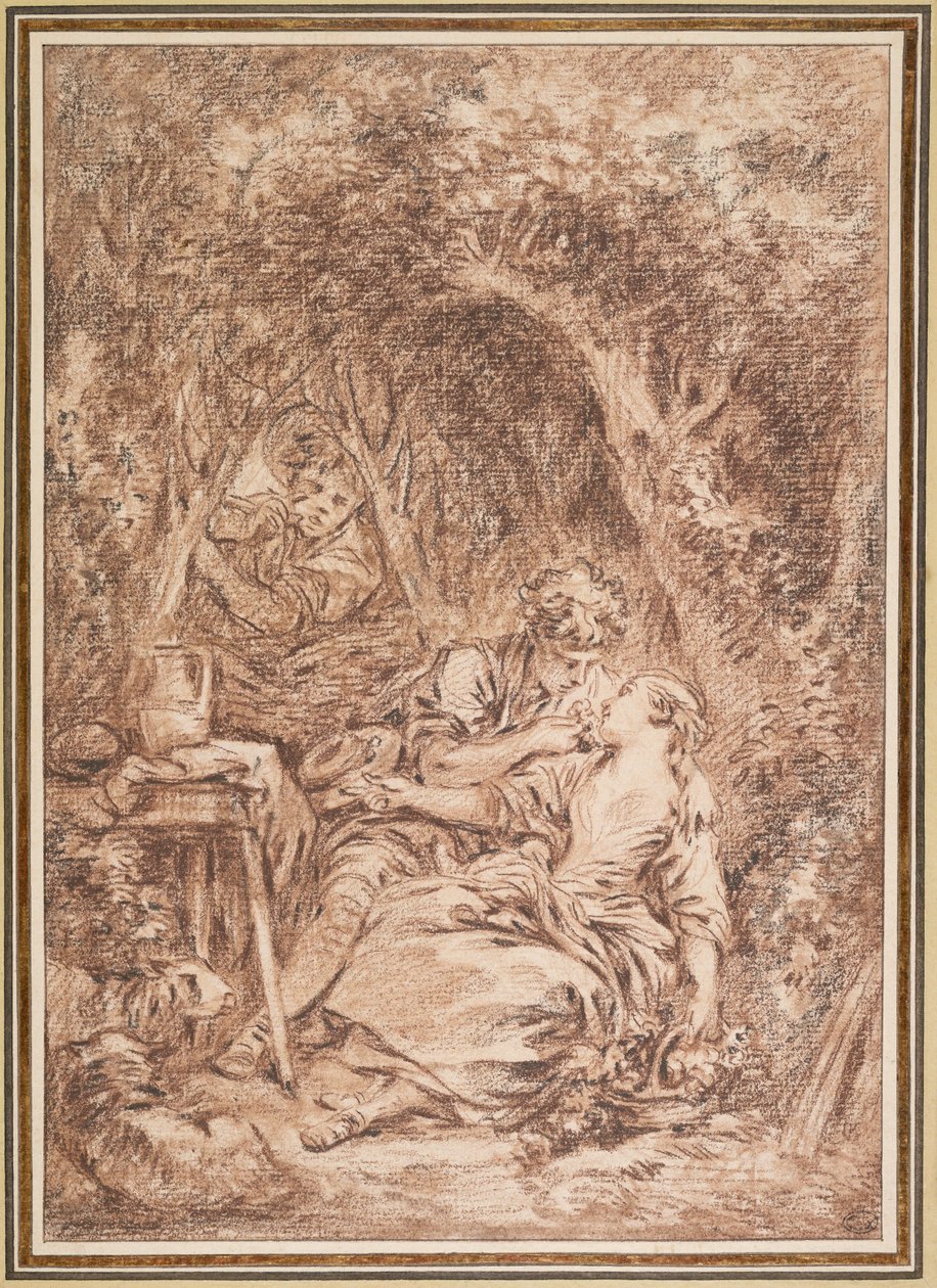 Zaskoczeni kochankowie (Annette i Lubin) autorstwa François Boucher