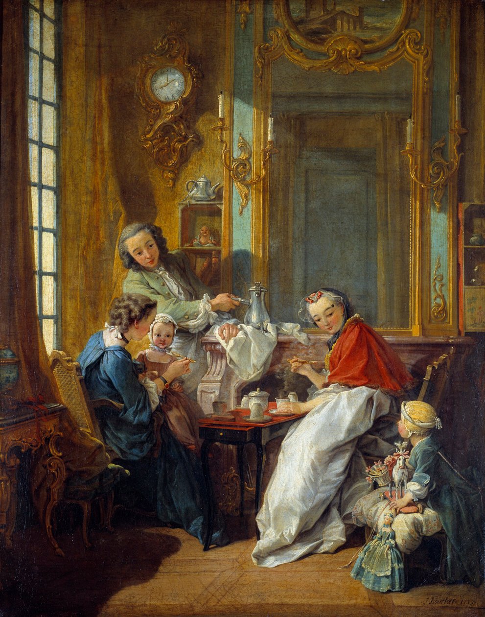 Scena obiadowa w mieszczańskim wnętrzu. Obraz Francois Bouchera (1703-1770) 1739 Nd. 0,81x0,65m² autorstwa François Boucher