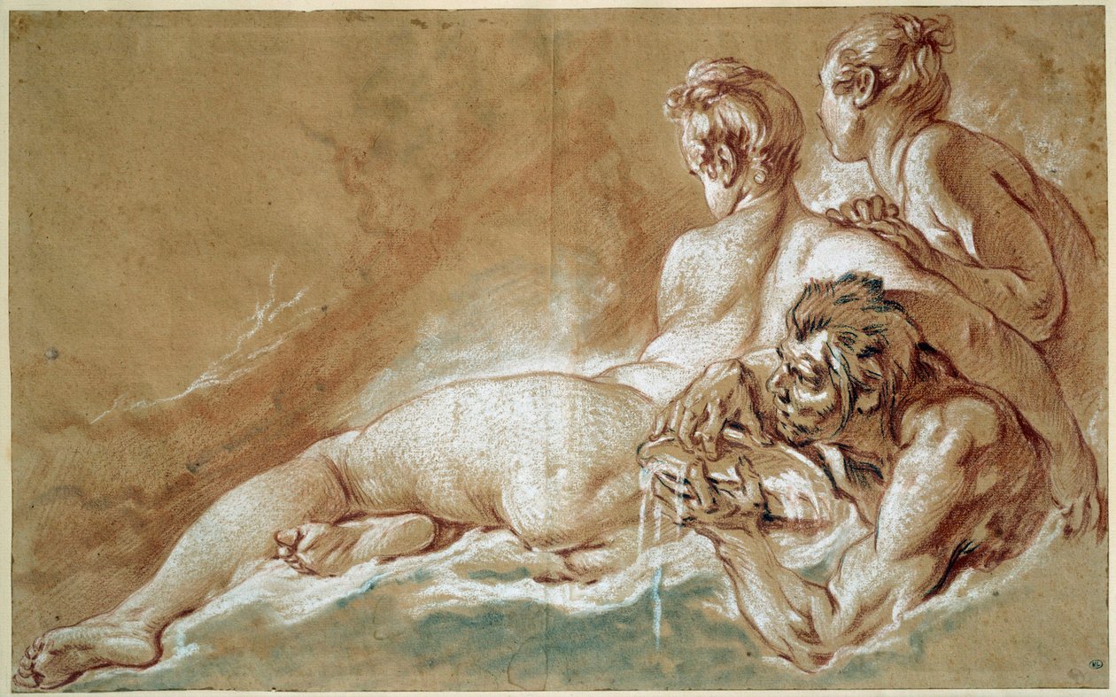 Naiades et triton Rysunek czerwoną kredą i ołówkiem Francois Boucher (1703-1770) 1753 Ndz. 0,29x0,46 m Paryż, Luwr autorstwa François Boucher