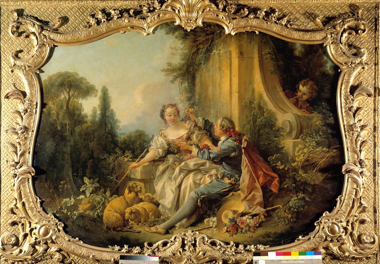 Pastor szarej sceny bukolika. Obraz Francois Bouchera (1703-1770). 1737-1738. Paryż, Archiwa Narodowe autorstwa François Boucher