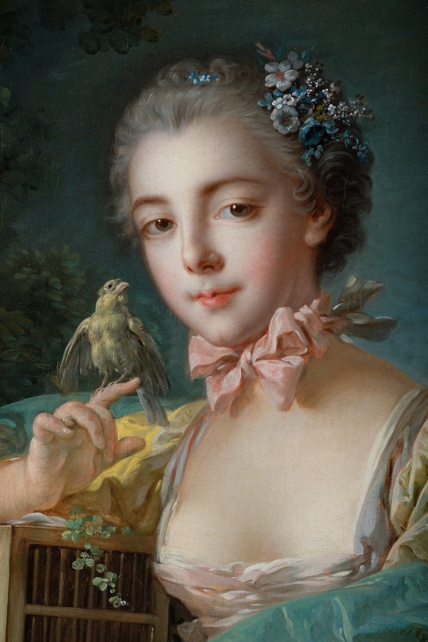 Vermutliches Porträt von Marie-Emilie Baudouin, Tochter des Malers autorstwa François Boucher