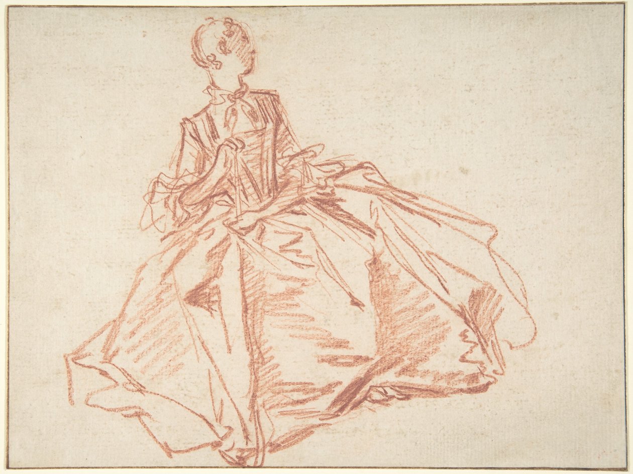 Siedząca kobieta trzymająca wachlarz autorstwa François Boucher