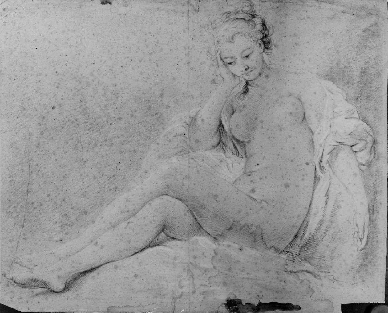 Siedząca naga kobieta autorstwa François Boucher
