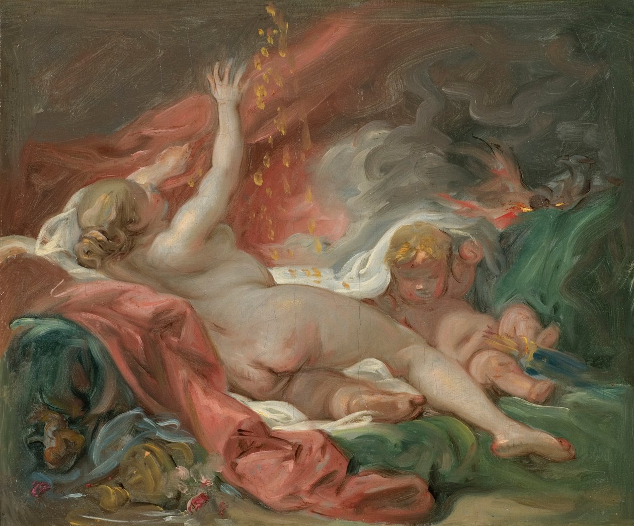 Studium Danae i złoty deszcz, ok. 1760 (olej na płótnie) autorstwa François Boucher