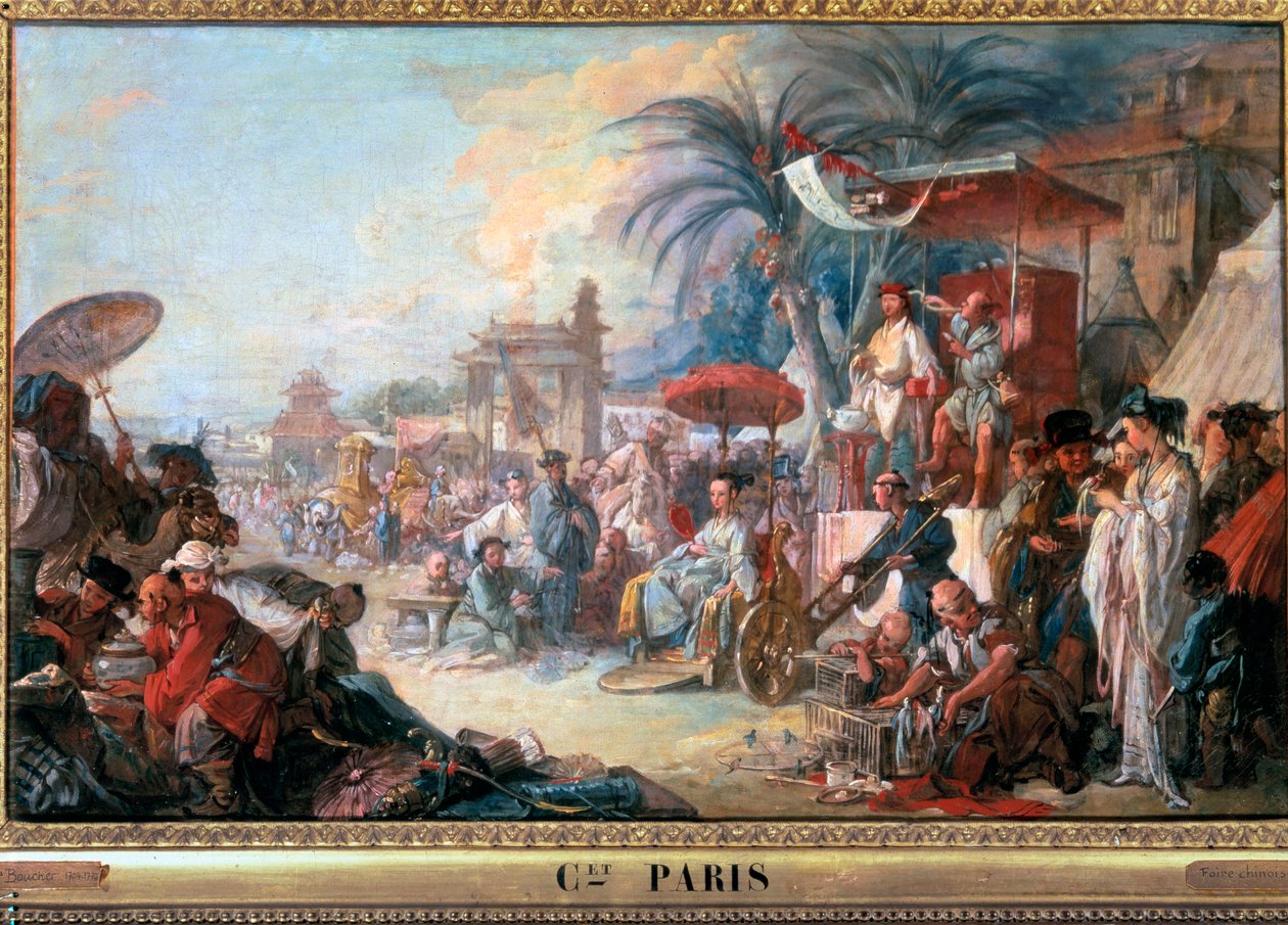 Chiński Jarmark Malarstwo Francois Bouchera (1703-1770) 1740 Besancon, Muzeum Sztuk Pięknych autorstwa François Boucher