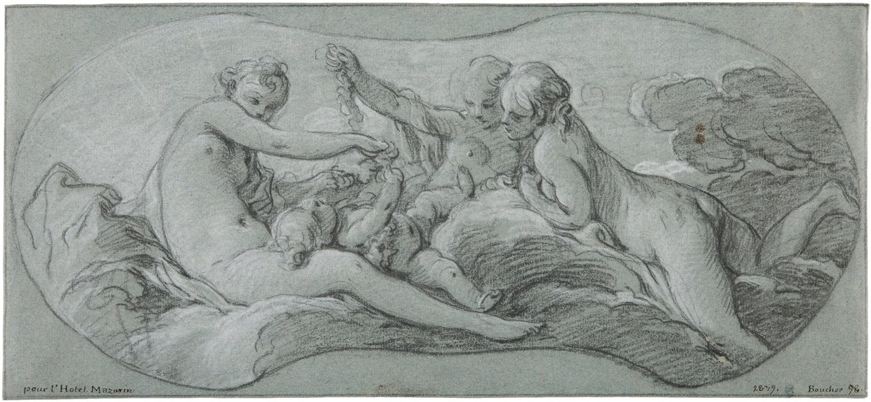Trzy Gracje bawiące się z Kupidynem autorstwa François Boucher