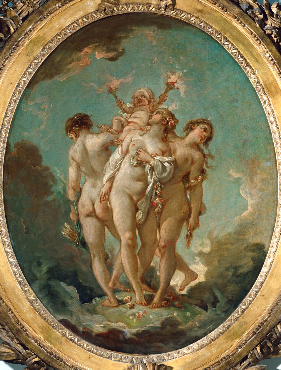 Trzy łaski niosące Amora, Boga Miłości ... autorstwa François Boucher