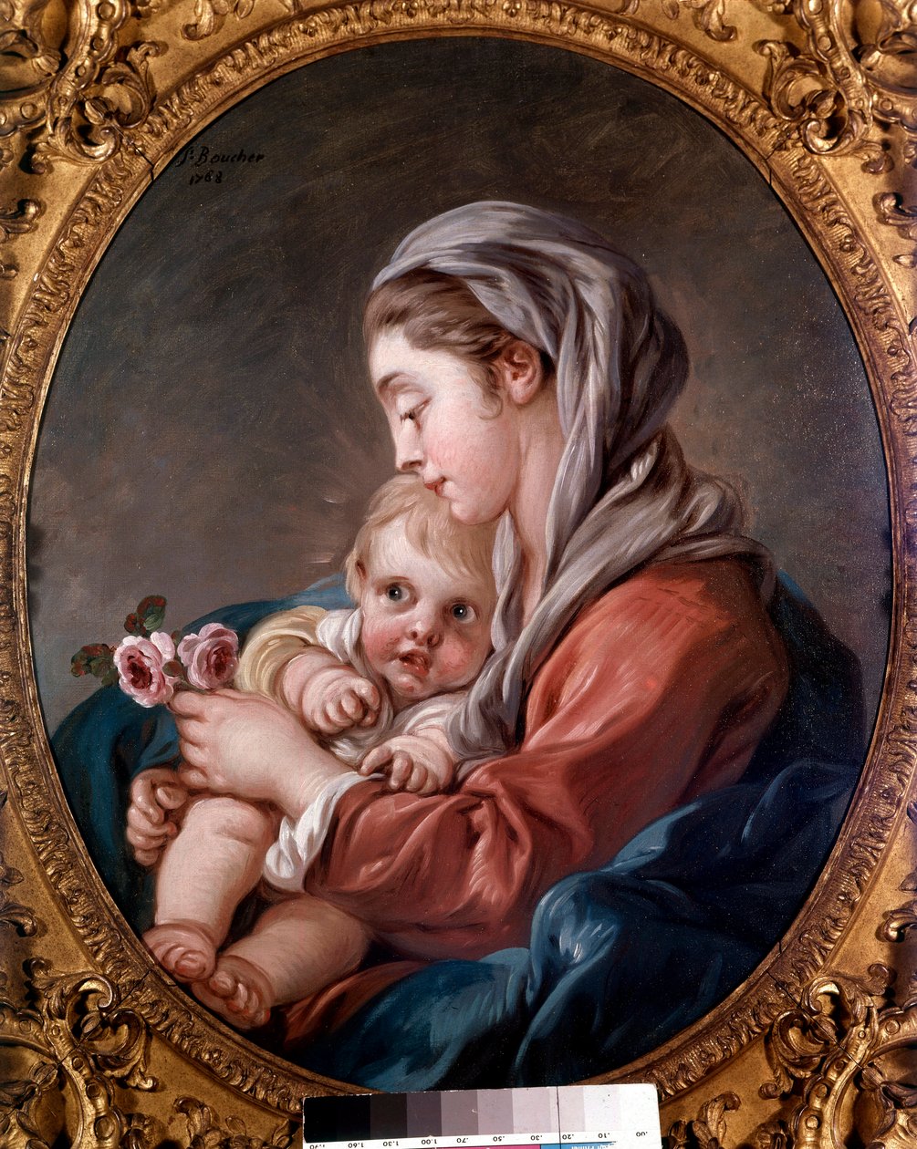 Obraz Matki Boskiej i Dzieciątka Jezus autorstwa Francois Bouchera (1703-1770) XVIII-wieczna kolekcja prywatna. autorstwa François Boucher