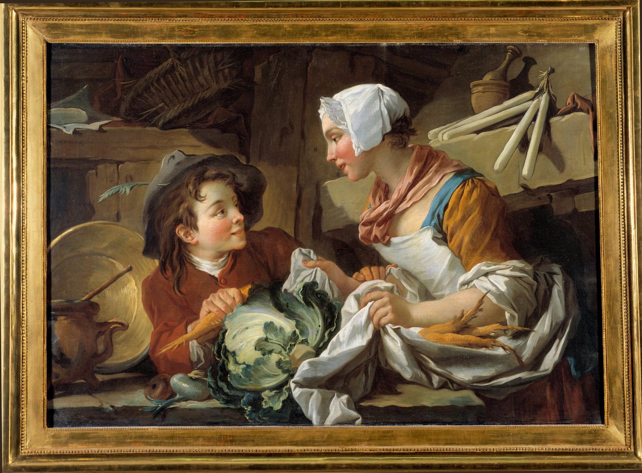Kucharz i młodzieniec Obraz Francois Bouchera (1703-1770) 1735. Musee de Sainte Adres autorstwa François Boucher