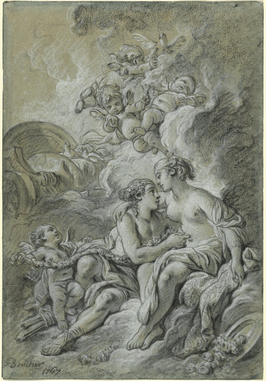 Wenus oparta o swojego ukochanego Adonisa... autorstwa François Boucher