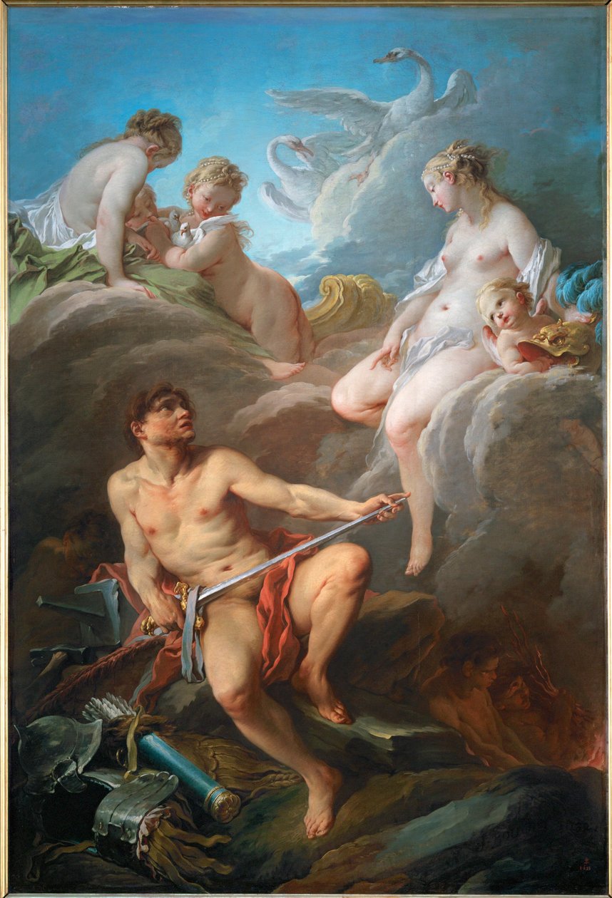 Wenus żąda od Wulkana broni dla Eneasza - Wenus prosi Wulkana, męża, którego opuściła, o wykucie broni dla Eneasza, jej nieślubnego syna ... autorstwa François Boucher