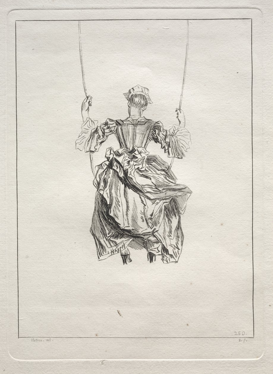 Kobieta na huśtawce, widziana z tyłu autorstwa François Boucher