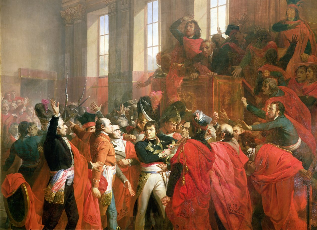 Bonaparte i Sobór Pięciuset w St. Cloud, 10 listopada 1799, 1840 (szczegół z 50509) autorstwa Francois Bouchot