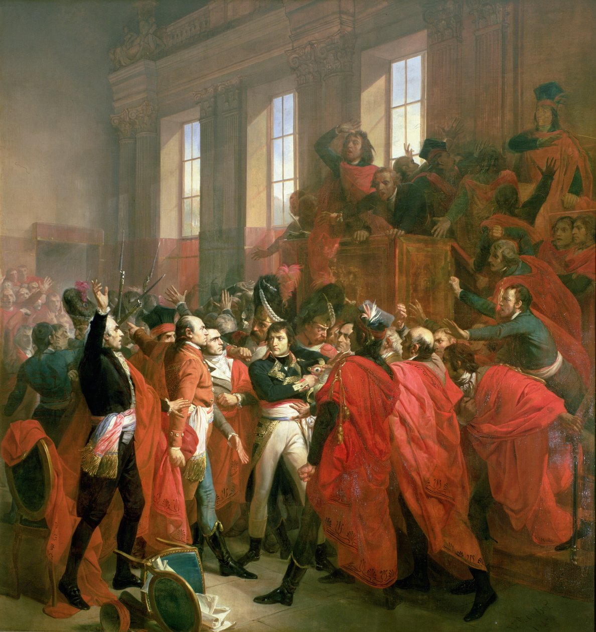 Bonaparte i Sobór Pięciuset w St. Cloud, 10 listopada 1799, 1840 autorstwa Francois Bouchot