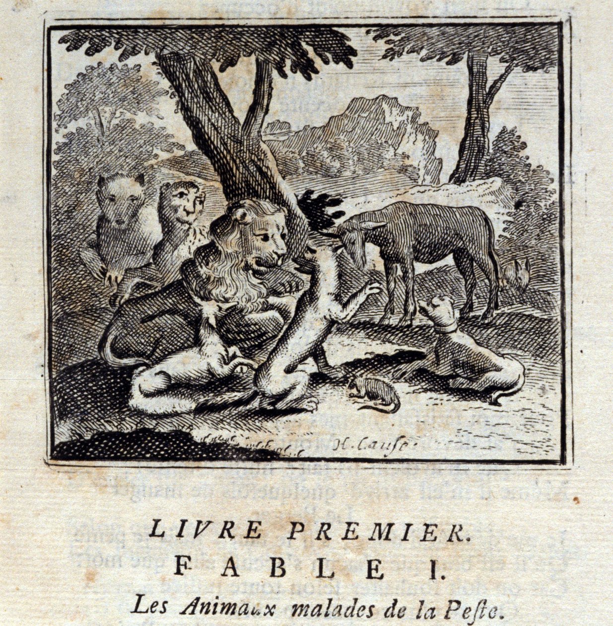 Zwierzęta chore na Plagę. Bajki Jean de La Fontaine (1621-95). Ilustracja Francois Chauveau (1613-1676). Wydanie z 1728 r. autorstwa Francois Chauveau