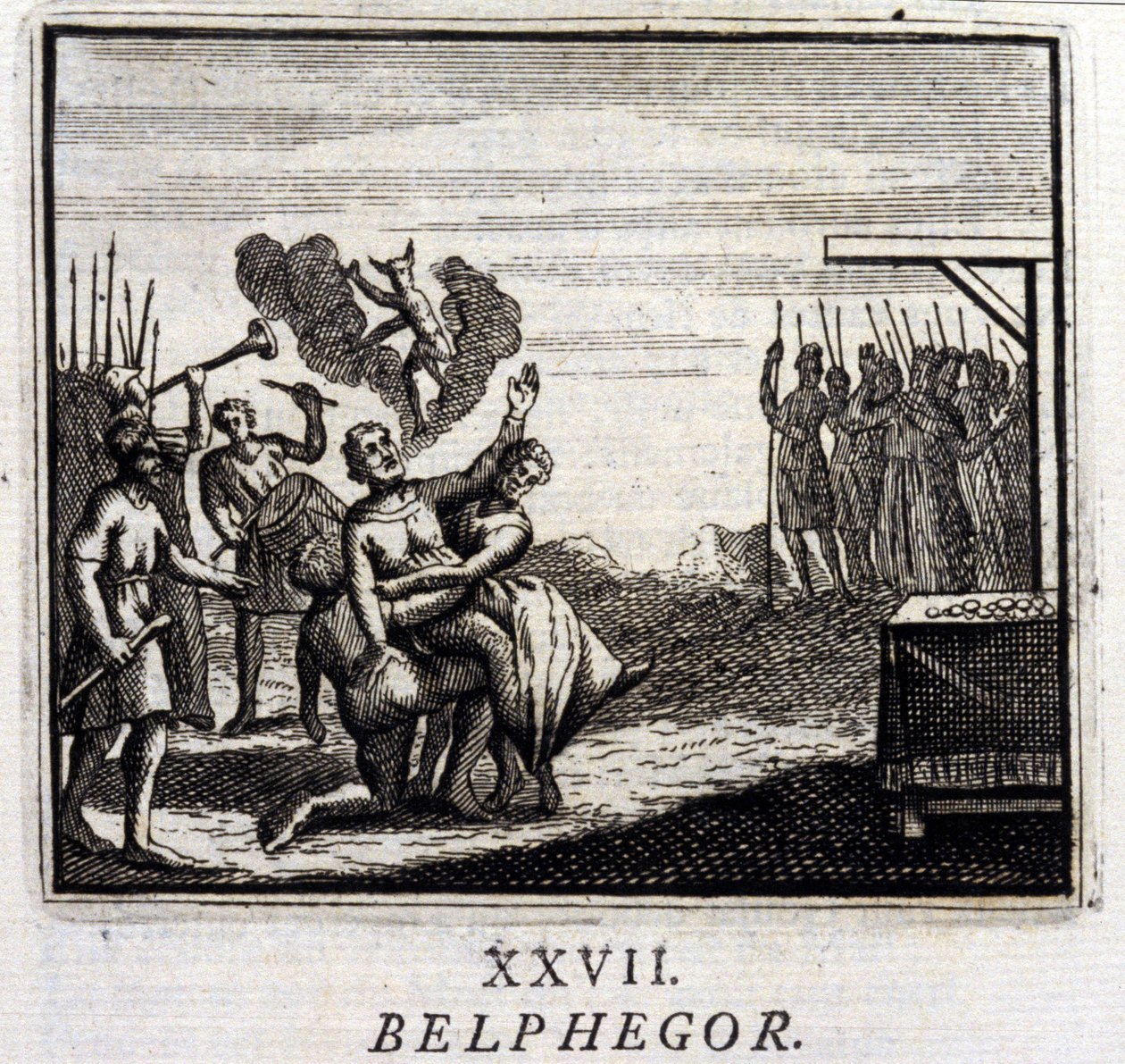 Belfegor. Bajki Jean de La Fontaine (1621-95). Ilustracja Francois Chauveau (1613-1676). Wydanie z 1728 r. autorstwa Francois Chauveau
