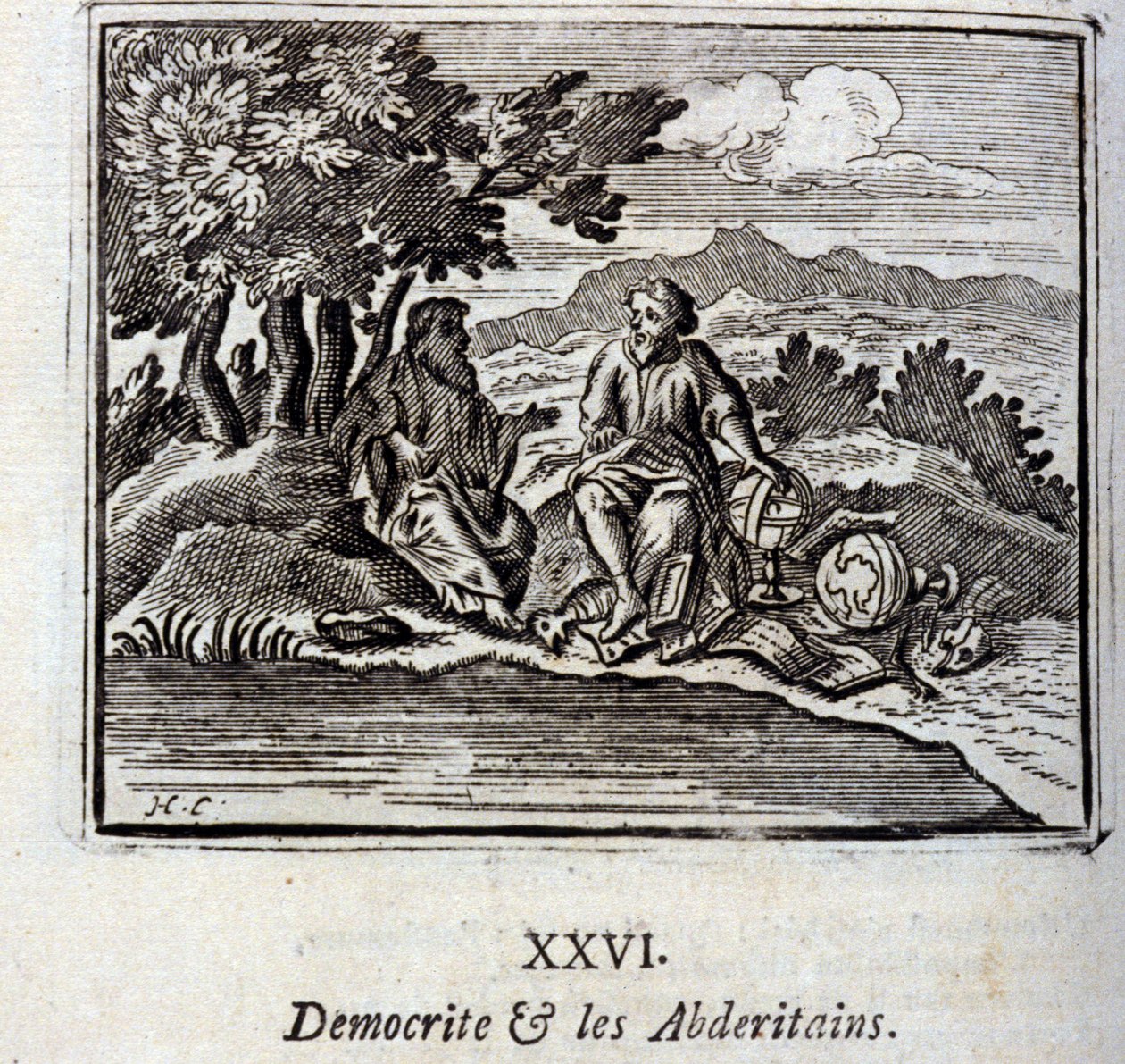 Demokryta i Abderytanie. Bajki Jean de La Fontaine (1621-95). Ilustracja François Chauveau (1613-1676). Wydanie z 1728 r. autorstwa Francois Chauveau
