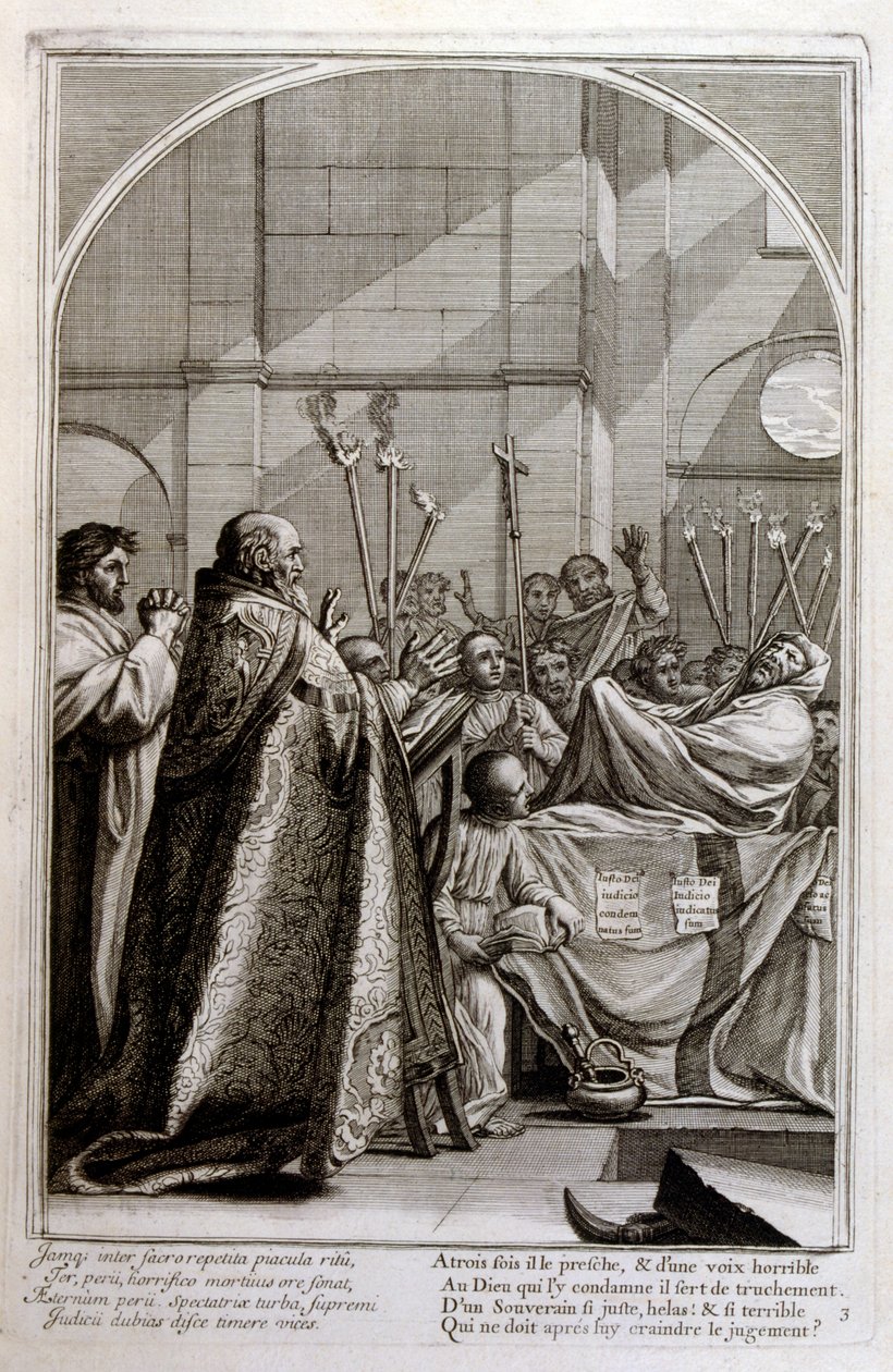 Grawerowanie autorstwa Francois Chauveau 1680 „Życie św. Brunona” założyciela zakonu Chartreux autorstwa Francois Chauveau